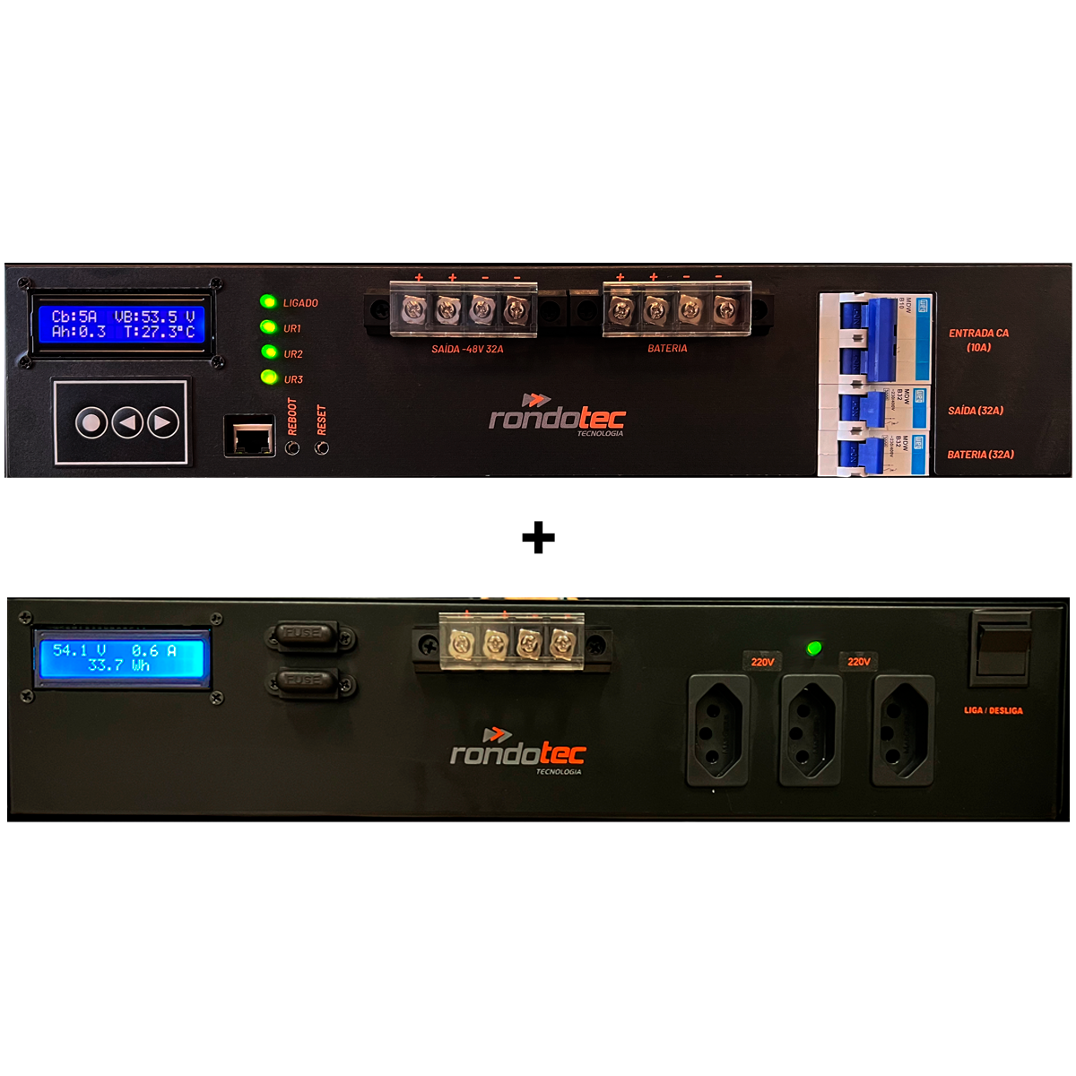 Sistema Retificador -48V 40A com Inversor 220V 2500W Senoidal Puro Rack 19 SNMP